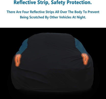 MORNYRAY Waterproof Car Cover All Weather Snowproof UV Protection Windproof Outdoor Full car Cover, Universal Fit for Sedan (Fit Sedan Length 194-206 inch, Blue)