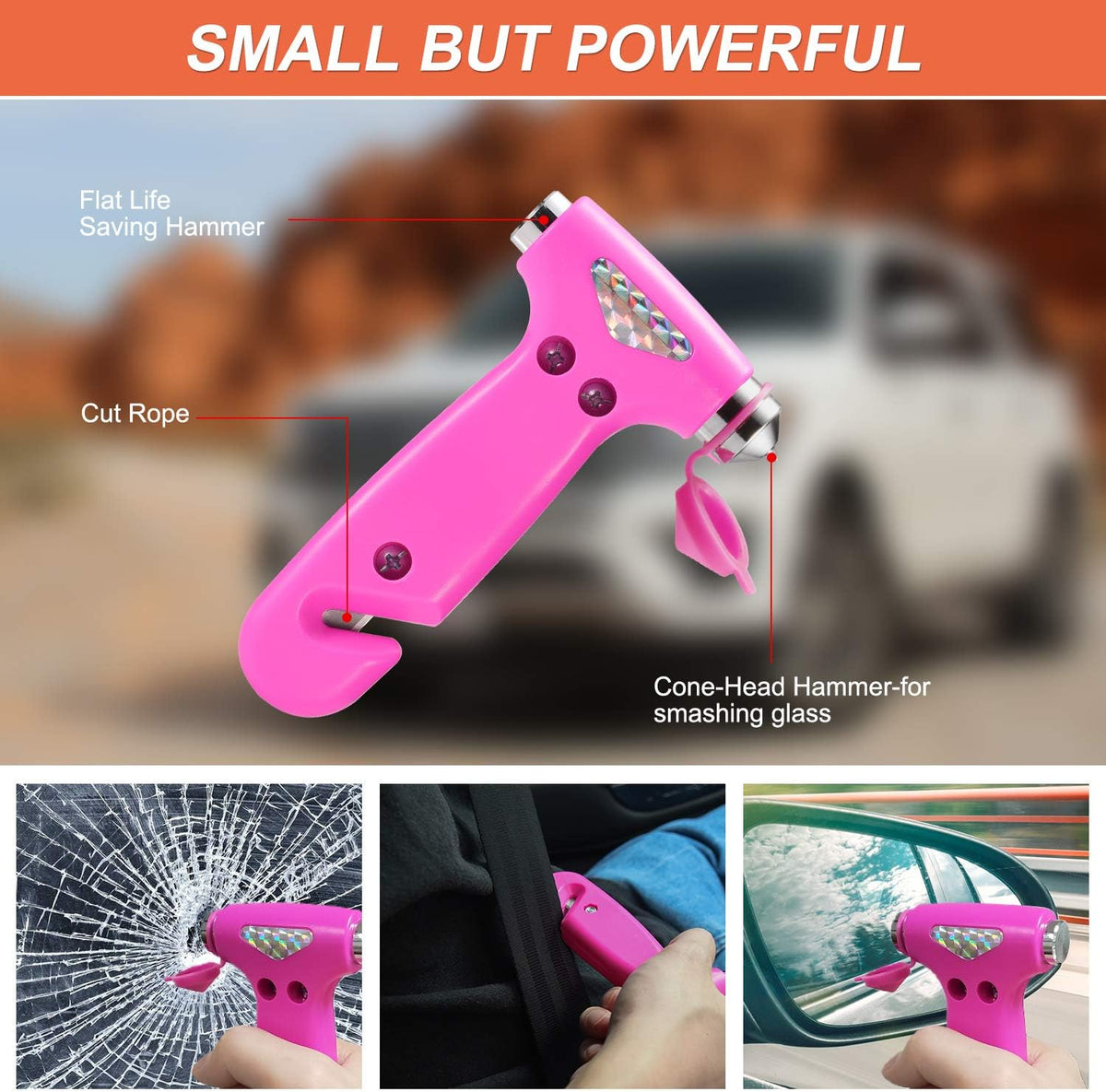 THINKWORK Car Emergency Kit for Teen Girl and Lady's Gifts, Pink Emergency Roadside Assistance kit with Digital Air Compressor, 10FT Jumper, First Aid Kit, and More Ideal Pink Car Accessories Tool -E7