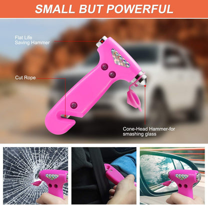 THINKWORK Car Emergency Kit for Teen Girl and Lady's Gifts, Pink Emergency Roadside Assistance kit with Digital Air Compressor, 10FT Jumper, First Aid Kit, and More Ideal Pink Car Accessories Tool -E7