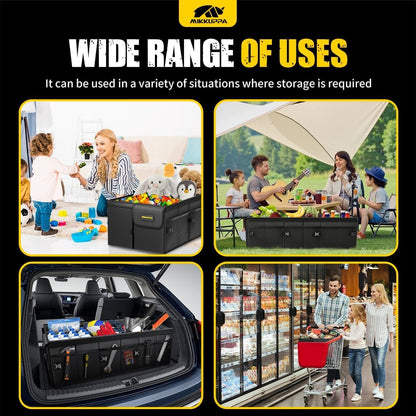MIKKUPPA Car Trunk Organizer - 65L Collapsible Trunk Organizer with Lid, Sturdy Car Storage for SUV Auto Truck Van with Adjustable Straps and Non Slip Bottom (Black)