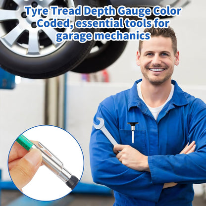 5 Pcs Tire Tread Depth Gauge in 1/32 Inch - Color Code Accurate Tread Depth Checker Measuring Tool with Pocket Clip for Car Trucks SUV Motorcycle Bike