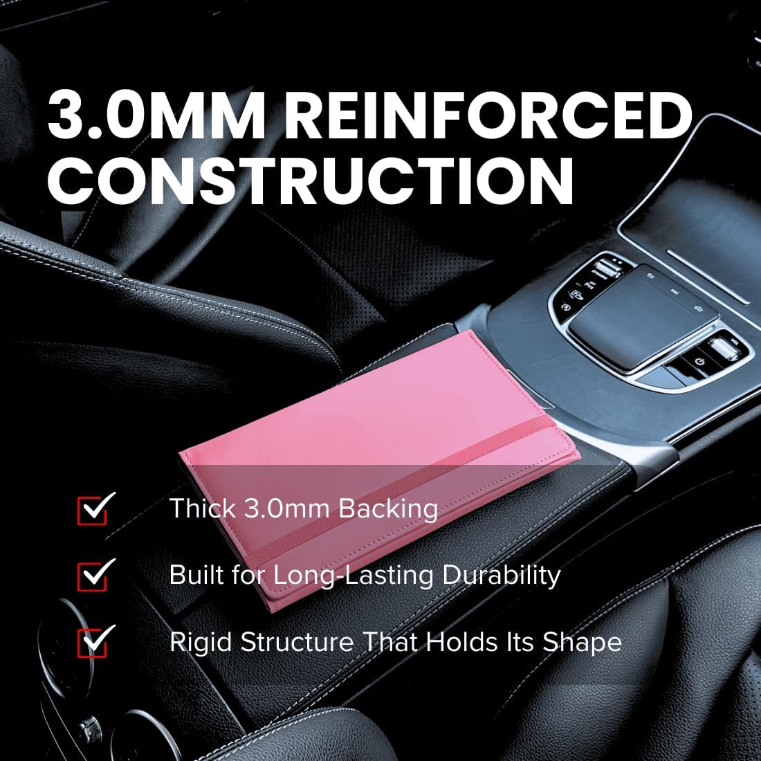 LINTRU Car Registration and Insurance Holder Trifold, Oversized Fit with Reinforced Construction, Matte PU Leather Vehicle Glove Box Organizer for Documents, Car Accessories for Men and Women