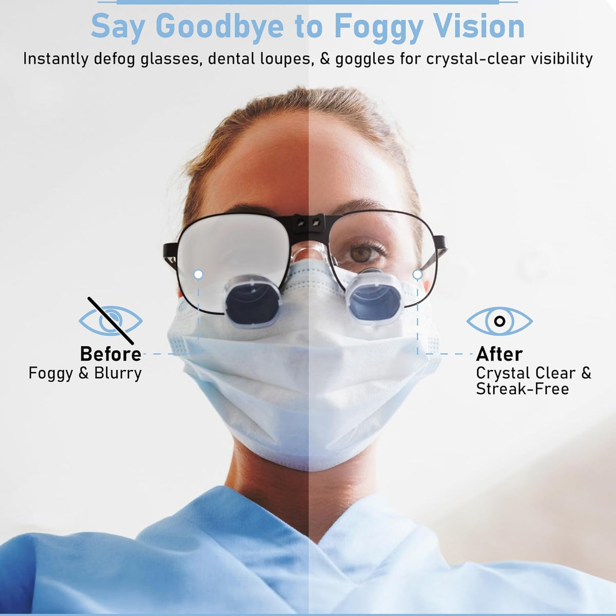 Anti Fog Spray - Professional-Grade Anti-Fog Spray for Glasses, Dental Loupes, Hockey mask, Motorcycle Visor, Snorkel Mask, Swim Goggles - Reef-Safe and Eyeglasses Cleaner - Made in USA - 2oz