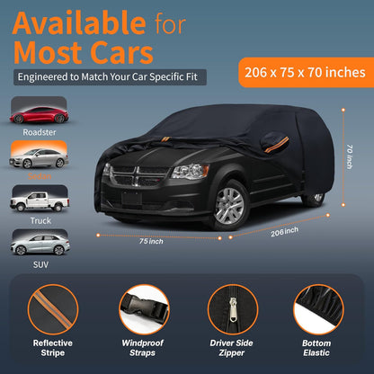 Car Cover Waterproof All-Weather,Outdoor Full Exterior Automobiles Sedan/Coupe (Length 186-193 inch) with Windshield Sun Shade Universal Fit Toyota Camry, Tesla Model 3, Accord etc