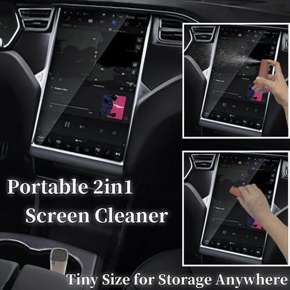 Car Screen Cleaner Spray and Wipe for Women, Cell Phone Touchscreen Cleaning Wiper Kit Accessories for MacBook Display iPad iPhone Mac Laptop Computer Monitor TV Screens, Black Grey White