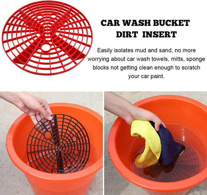 Yourkar Car Wash Bucket Inserts - 2 PCS Plastic Grit Trap for Vehicle Detailing, Auto Dirt Collectors, Fits 12 Inch Diameter Bucket, Universal Car Accessories (Black)