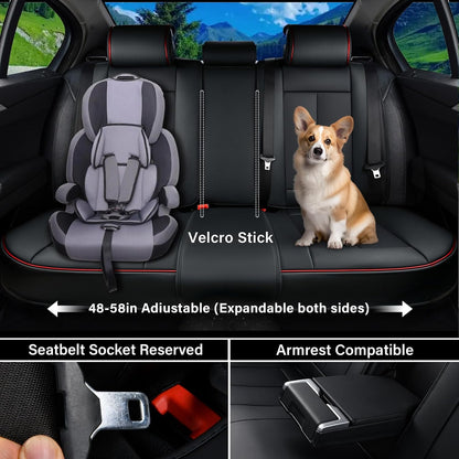 Coverado Seat Covers Full Set, Black Seat Covers for Cars 5 Seats, Car Seat Protector, Waterproof Nappa Leather Car Seat Cushion, Front and Rear Car Seat Cover Fit for Most Sedans SUV Pick-up Truck - Colors A