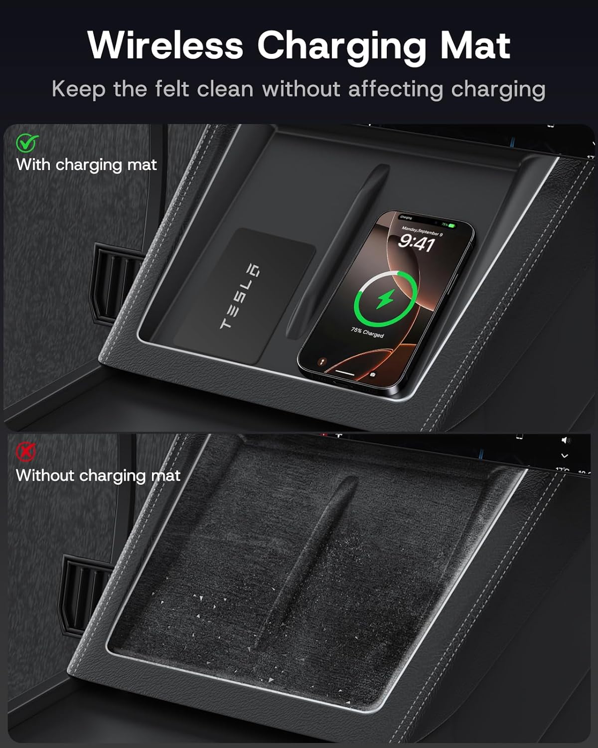 Center Console Organizer Tray for Tesla Model Y Juniper 2026 2025 (Premium & Performance), 8PCS - PC Material & Silent Silicone Armrest Storage Box Bottom Liners Wireless Charging Pad Cup Holder