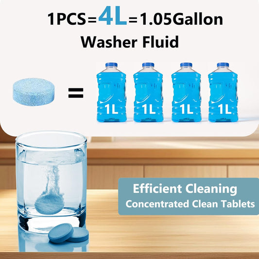 100 Pieces Car windshield washer fluid Concentrated Clean Tablets, Windshield Wiper Fluid (Winter: Use With De-icer or Methanol)