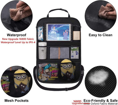 ONE PIX Backseat Car Organizer Mats Back Seat Organizers and Storage Bag with Touch Screen Tablet Holder for Kids Toddlers Car Seats, Travel Accessories, Road Trip Essentials Kids