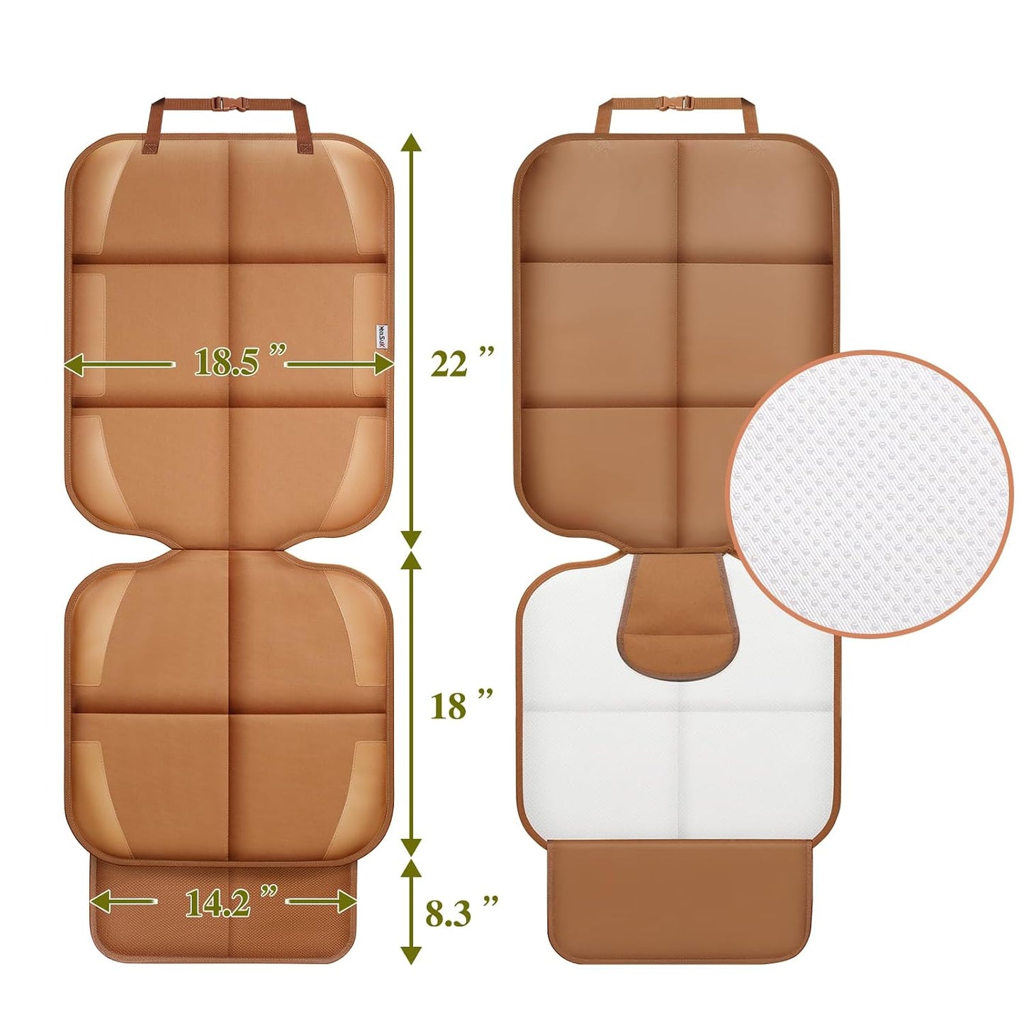 Meolsaek Car Seat Protector for Child Car Seat, Durable 600D Fabric Waterproof Car Seat Cover with Thick Pad Non-Slip Backing，No Imprints (Black 2pcs)