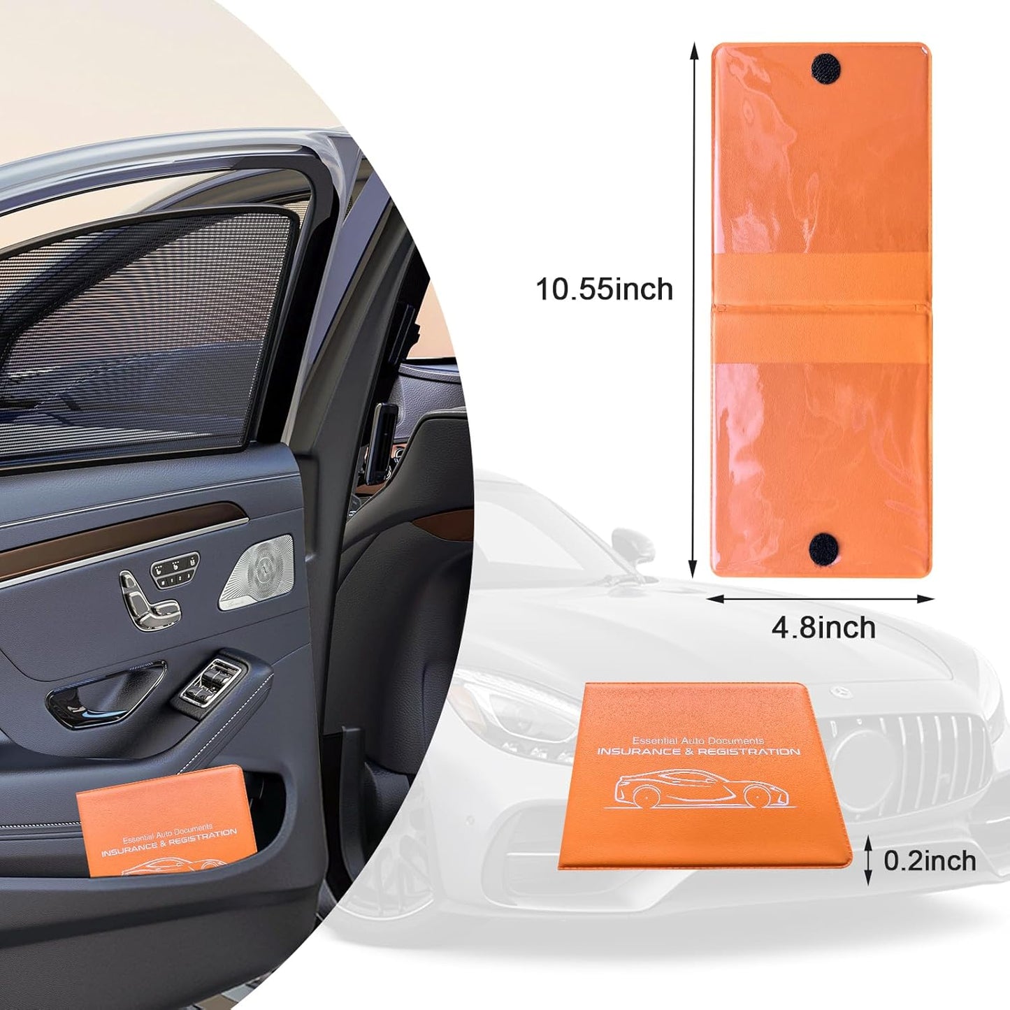 Ziciner Car Registration Insurance Holder, 2Pack Essential Auto Card Document Glove Box Organizer with Touch Fastener, Vehicle Interior Accessories Perfect for Most Car, Truck, SUV (Red/Small Car)