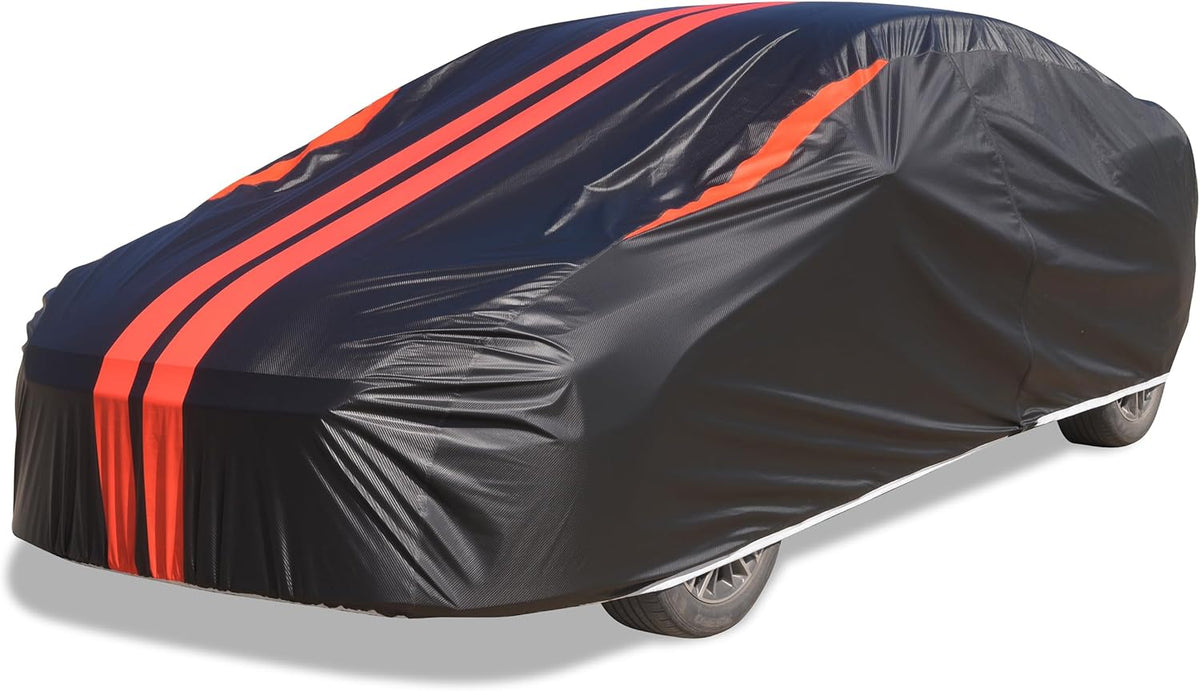 Car Cover Waterproof All Weather,6 Layers Car Covers for Automobiles, Full Exterior Cover with Zipper, Outdoor Car Cover Sun UV Rain Snow Wind Protection, Fit for 185"(185*70*59 inch)Sedan