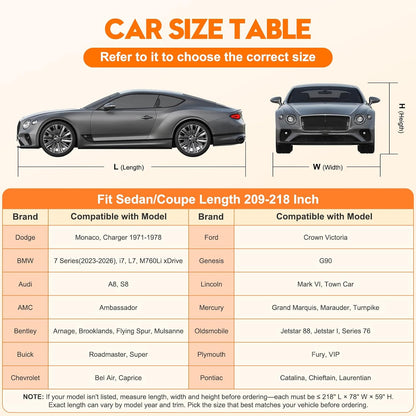 Patented Fully Enclosed Car Cover Waterproof All Weather 2-in-1 for Chevrolet/Chevy Corvette,Honda Civic,Toyota Corolla Automobiles Universal Fit Sedan/Coupe/Cabrio Length 178-185 Inch Exterior Covers
