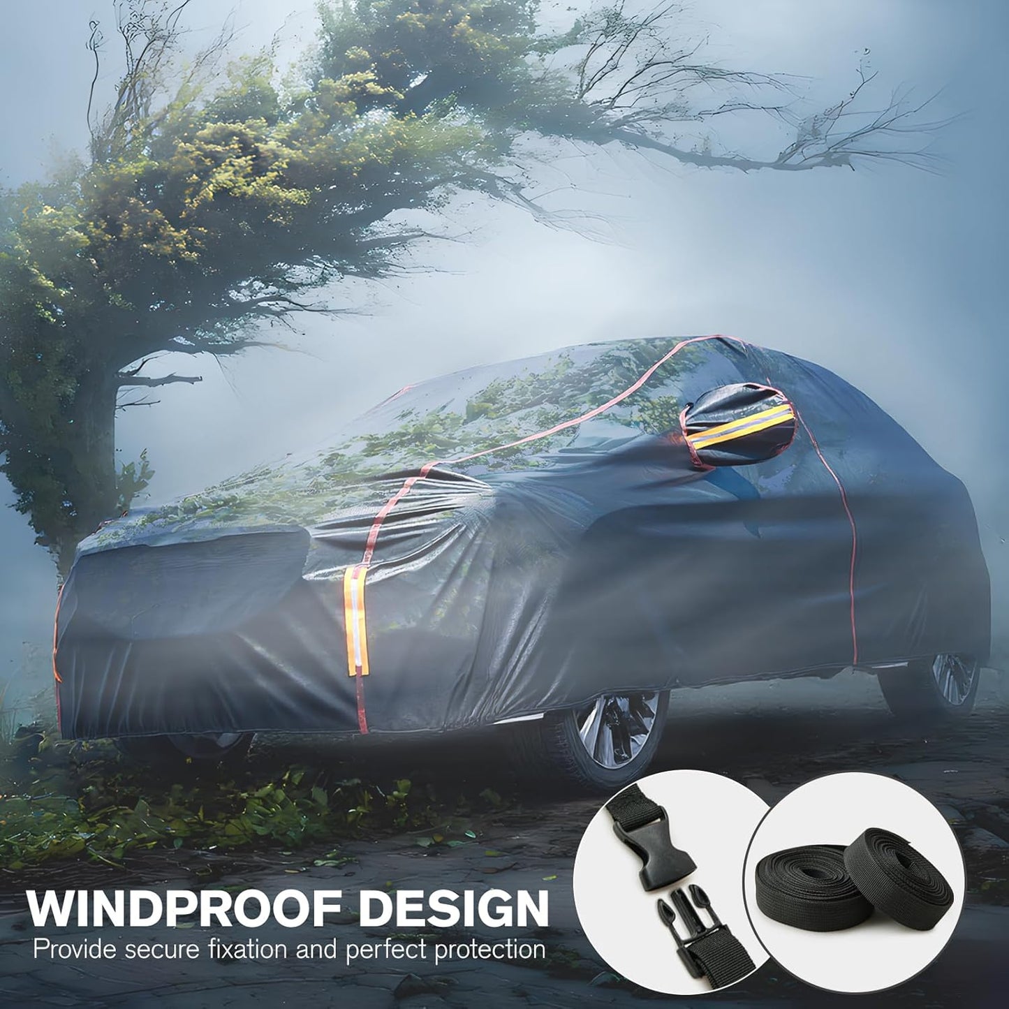 6 Layers Car Cover Waterproof All Weather Car Cover Waterproof All Weather, Outdoor Full Exterior Cover Rain Sun UV Snowproof Protection with Zipper Cotton for SUV (185-190inch)