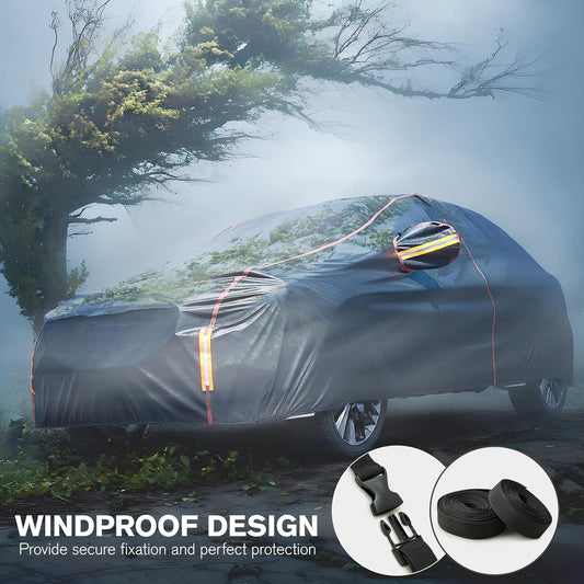 6 Layers Car Cover Waterproof All Weather Car Cover Waterproof All Weather, Outdoor Full Exterior Cover Rain Sun UV Snowproof Protection with Zipper Cotton for SUV (185-190inch)