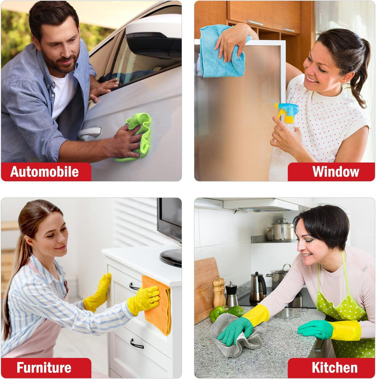 AIDEA Microfiber Cleaning Cloth 24 Pack, Microfiber Towels for Cars, Soft & Absorbent Cleaning Rags, Premium Lint Free Shop Towels for House, Kitchen, Car, 12inx16in