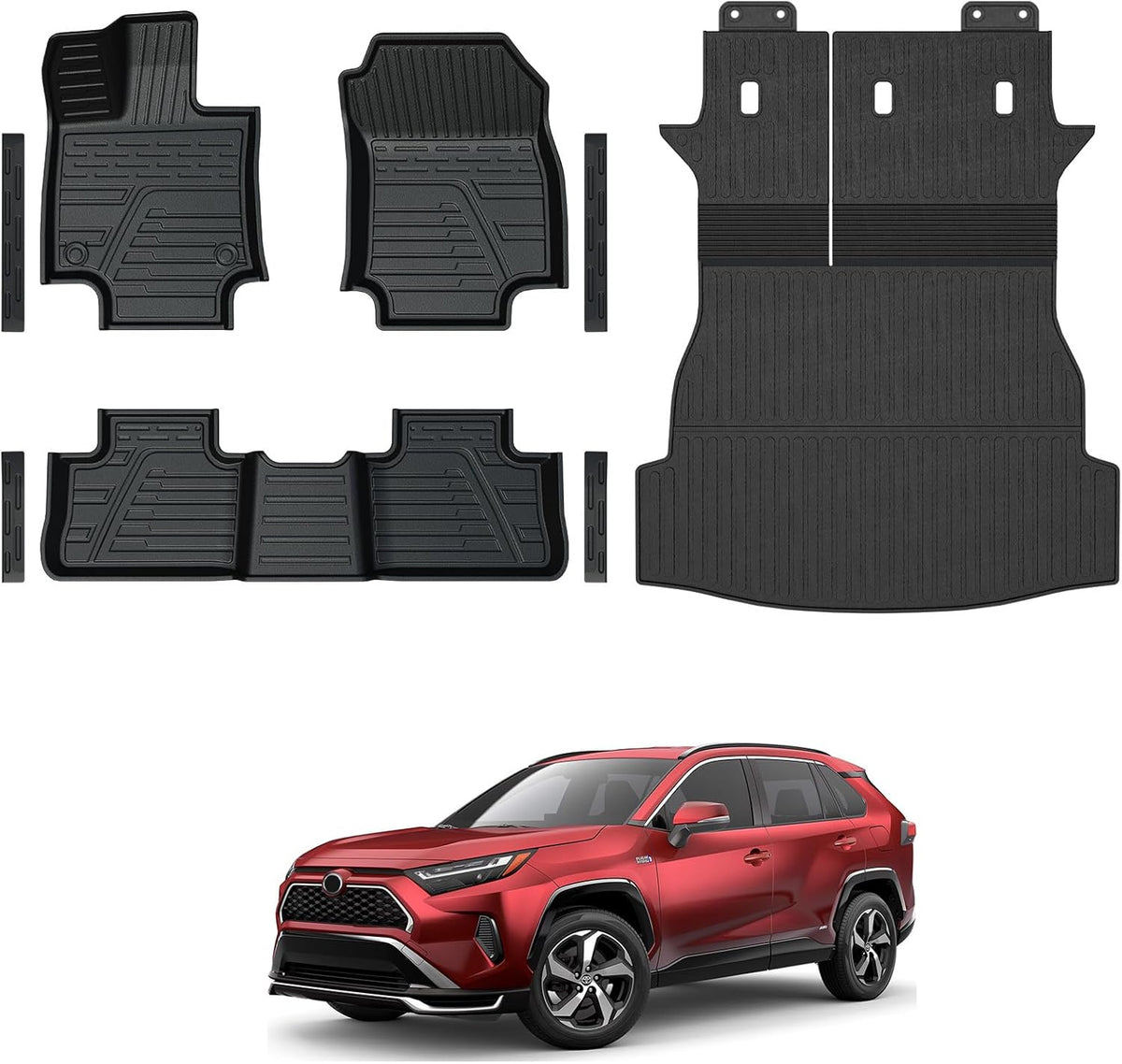 Floor Mats for Toyota Sienna 2021-2026, All Weather Floor Mats Lower Trunk Cargo Liner Accessories, Full Coverage Set (Fit 8-Seat with Spare Tire)