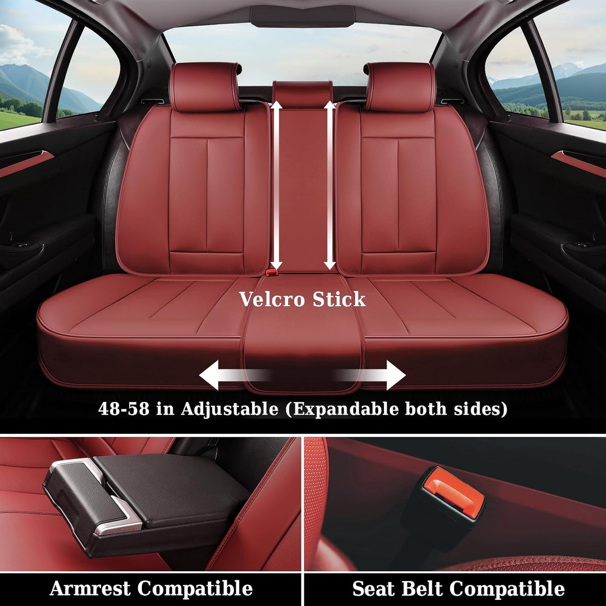 Coverado Seat Covers Full Set, Black Seat Covers for Cars 5 Seats, Car Seat Protector, Waterproof Nappa Leather Car Seat Cushion, Front and Rear Car Seat Cover Fit for Most Sedans SUV Pick-up Truck - Colors A