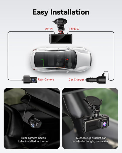 REDTIGER 4K STARVIS 2 Dash Cam Front and Rear, 5GHz WiFi 20MB/s Download, 128GB Card Included, Voice Control, Dash Camera for Cars with 3.18" Touch Screen, GPS, Loop Recording, Parking Mode(F7N Touch)