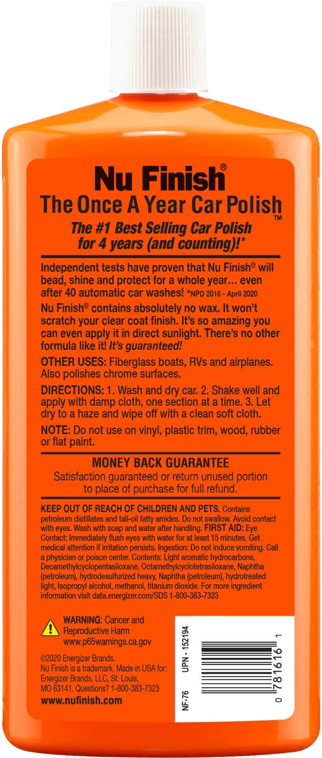 Nu Finish The Once A Year Car Polish Liquid - 16 OZ