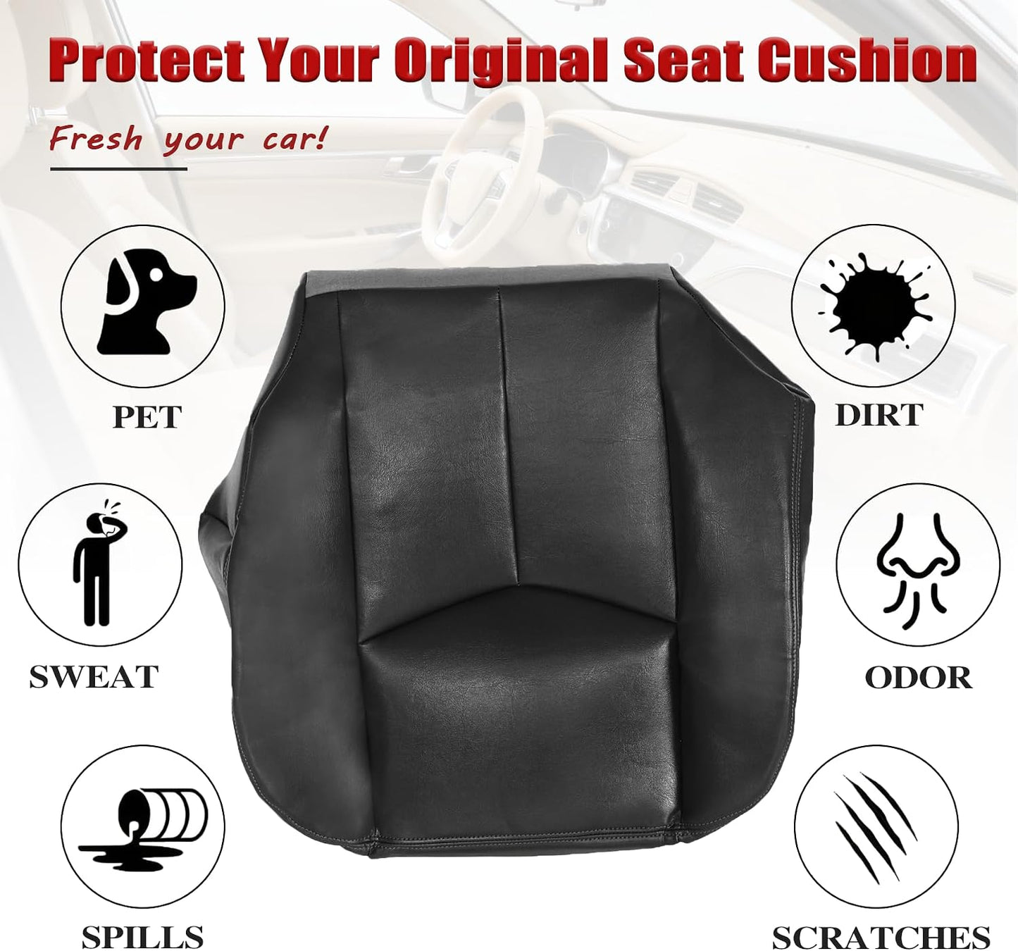 NLQR #522 Light Tan Front Driver Bottom Replacement Seat Cover Microfiber Leather Compatible with Chevy Avalanche Tahoe Suburban GMC Yukon XL 2003 2004 2005 2006