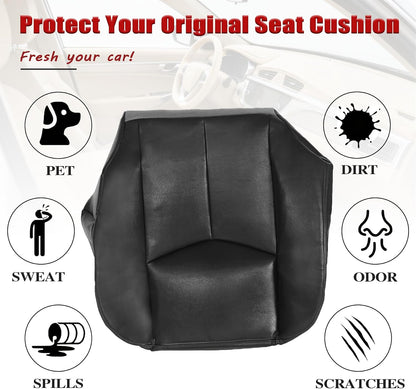 NLQR #522 Light Tan Front Driver Bottom Replacement Seat Cover Microfiber Leather Compatible with Chevy Avalanche Tahoe Suburban GMC Yukon XL 2003 2004 2005 2006