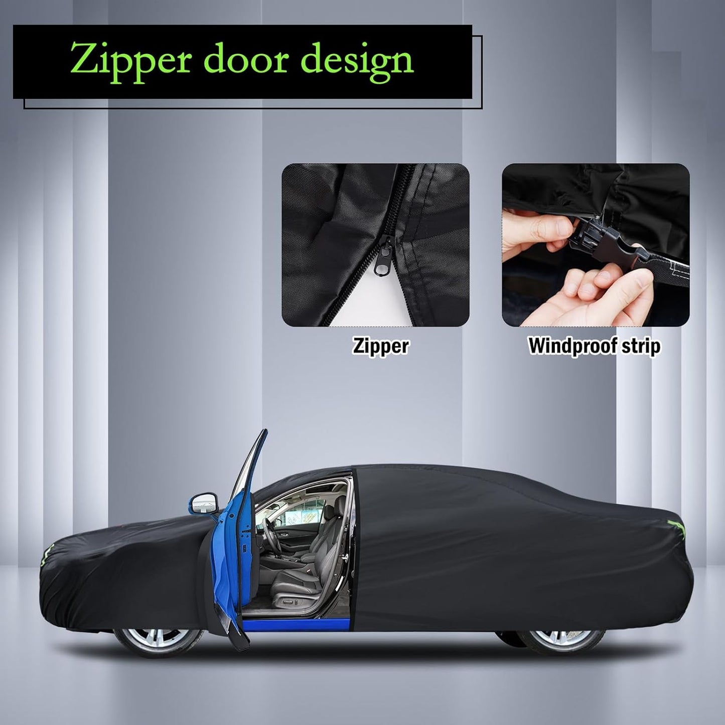 Car Cover Custom Fit for Toyota Corolla 2000-2025, Honda Civic 1991-2025, Waterproof All Weather Full Exterior Cover Rain Sun Protector Car Cover with Door Zipper