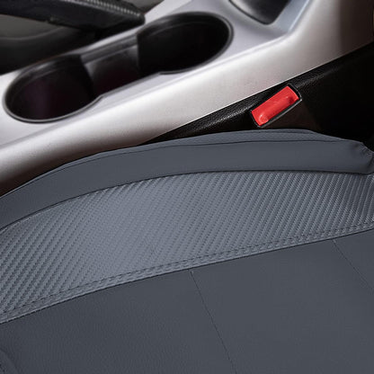Flying Banner Carbon Fiber Leather Vehicle Seat Covers, Leopard Gray Black, Universal Fit - 8PCS