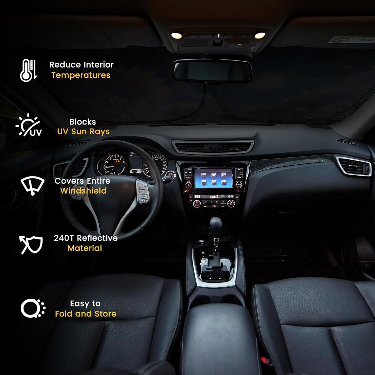 Iridescent Sun Shade for Car Windshield, Foldable Universal Car Windshield Upgrade Sunshade Enhanced UV Rays Reflective Sun Visor Shade Keeps Vehicle Cool