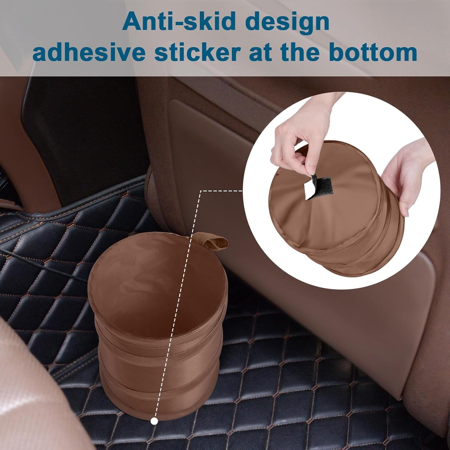 Car Trash Can, 2 Packs Mini Collapsible Pop-up Car Garbage Can, Waterproof Hanging Car Trash Bag with Velcro, Car Trash Bin, Black