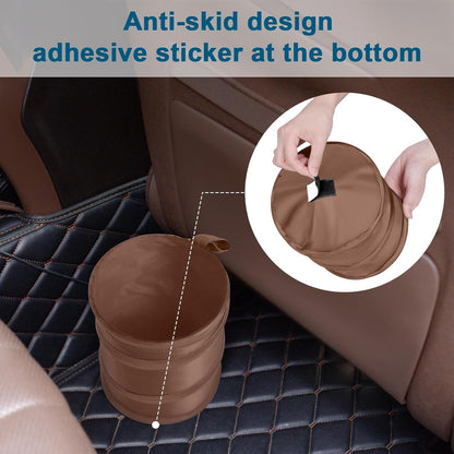 Car Trash Can, 2 Packs Mini Collapsible Pop-up Car Garbage Can, Waterproof Hanging Car Trash Bag with Velcro, Car Trash Bin, Black