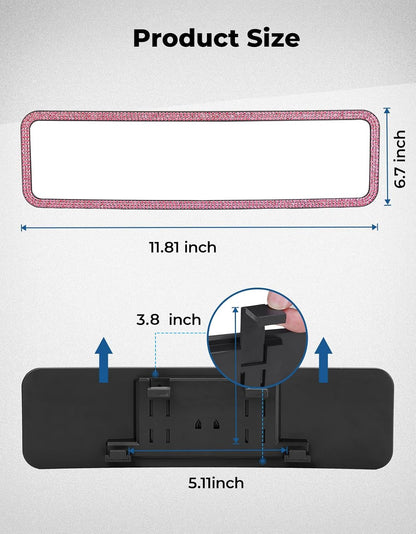 JOYTUTUS Panoramic Rear View Mirror, 12 Inch Wide Angle Clip On Mirror, Universal Car Interior Accessories, Convex Interior Mirror Reduces Blind Spot, Clear Vision Fits Car SUV Trucks