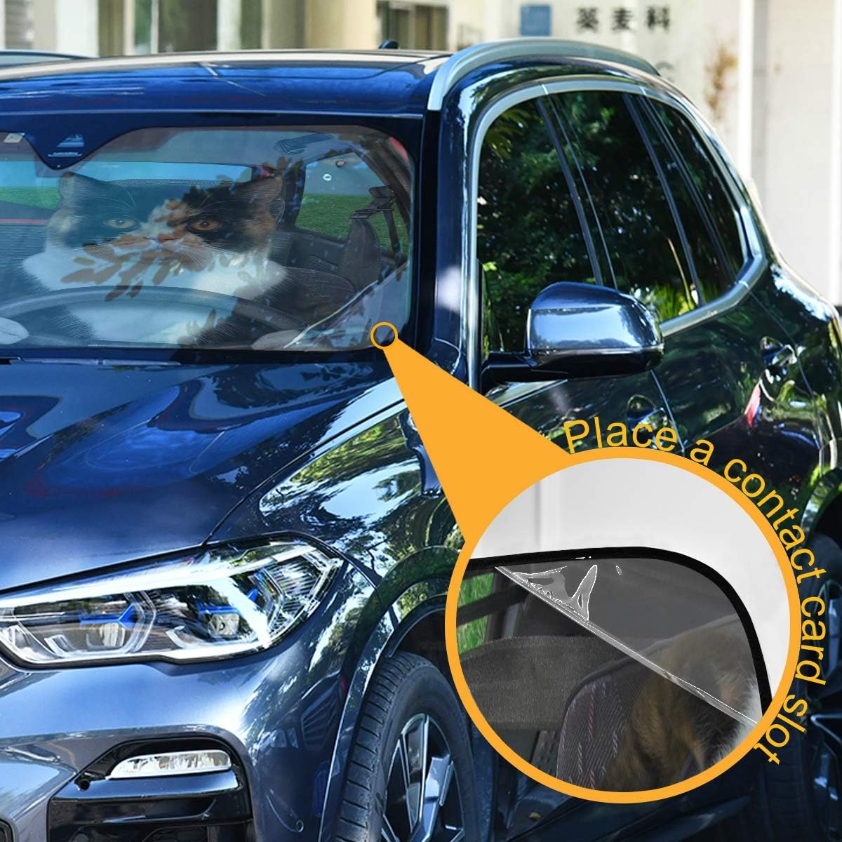 Black Leopard Car Windshield Sun Shade Animal Skin Print Foldable UV Ray Sun Visor Protector Sunshade to Keep Your Vehicle Cool (51" x 27.6")