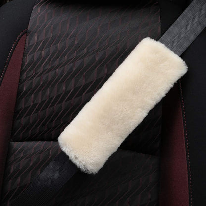 OGLAND Authentic Sheepskin Car Seat Belt Pad,2 Pack Soft Seat Belt Cover for Shoulder Pad Neck Cushion Protector Car Accessories by Genuine Natural Merino Wool (Misty Gray) - Colors A