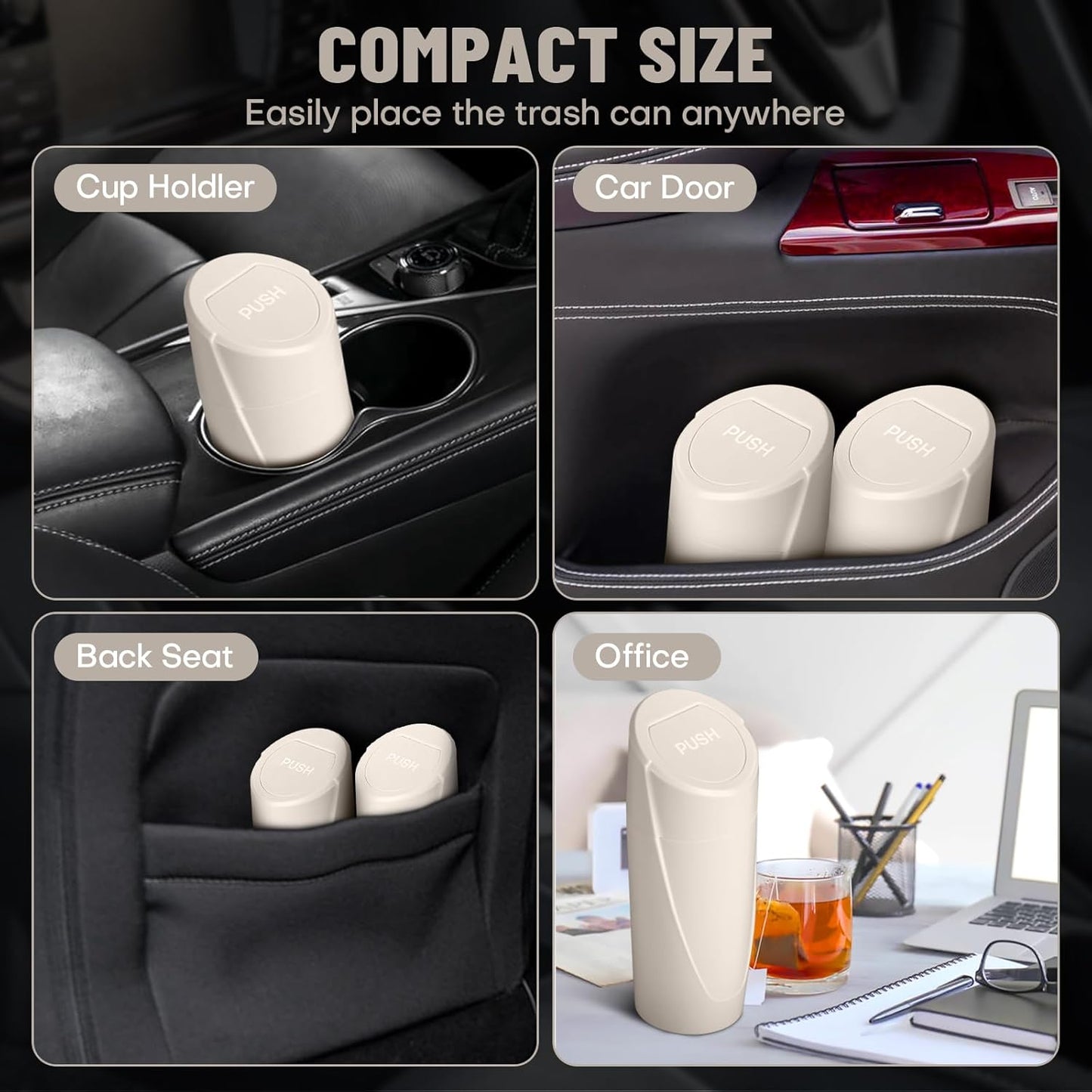 Car Trash Can Bin with Lid - Car Garbage Can Cup Holder - Pink Mini Leakproof Vehicle Garbage Bin with 20pcs Trash Bags - Automobile Organizers and Storage for Front Back Seat Accessories