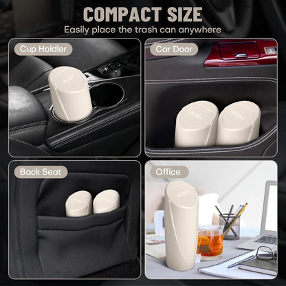 Car Trash Can Bin with Lid - Car Garbage Can Cup Holder - Pink Mini Leakproof Vehicle Garbage Bin with 20pcs Trash Bags - Automobile Organizers and Storage for Front Back Seat Accessories
