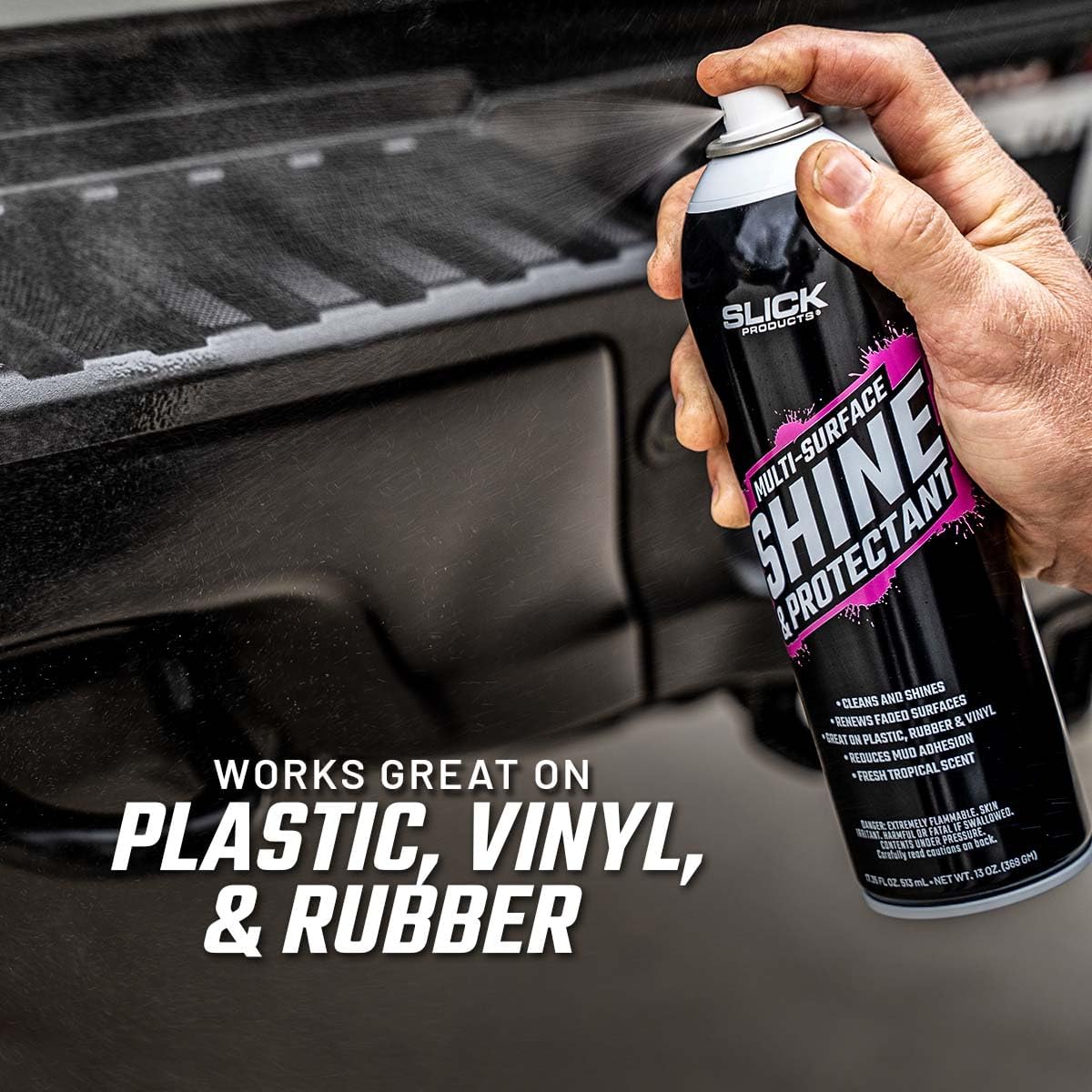 Slick Products Shine & Protectant Spray 17.35 FL OZ. - High Gloss Clear Coating Renew Vinyl, Plastic, Rubber, Trim, Tire, Car, Truck, Motorcycle, Dirt Bike (3-Pack)