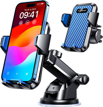 VANMASS【85+LBS Strongest Suction & Military-Grade Ultimate Car Phone Mount【Patent & Safety Certs】 Cell Phone Holder for Dash Windshield Vent for iPhone 17 Pro Max Automobile Accessory Kits,Ink Black