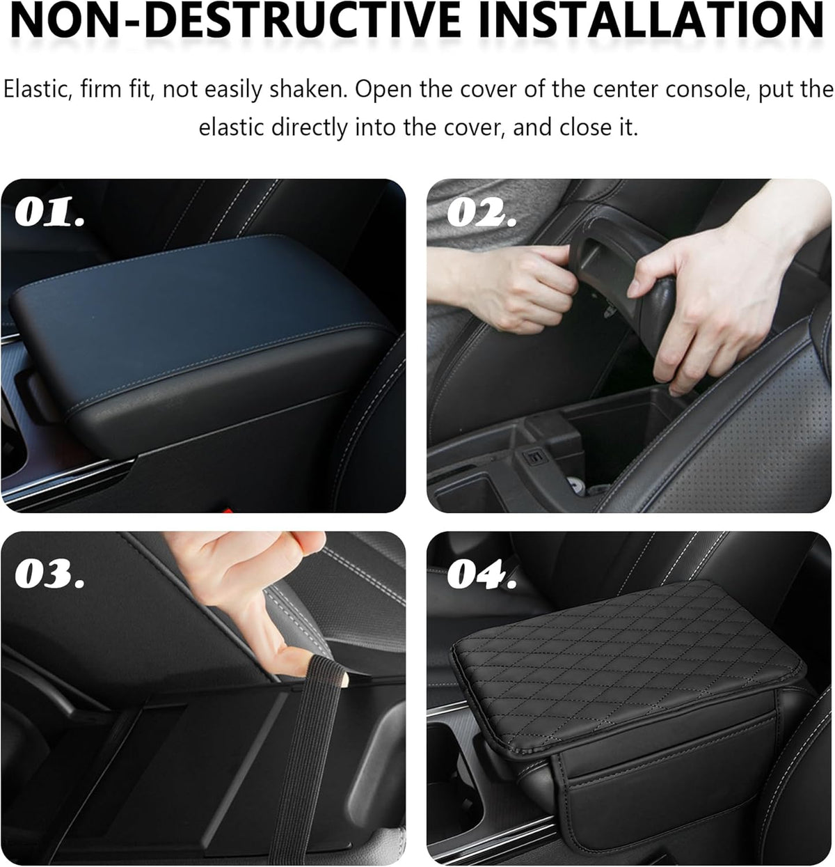 Stacool Upgraded Car Center Console Cover,Microfiber Leather Car Armrest Cover Cushion with 2 Storage Bags,Universal Car Armrest Storage Box (Black)