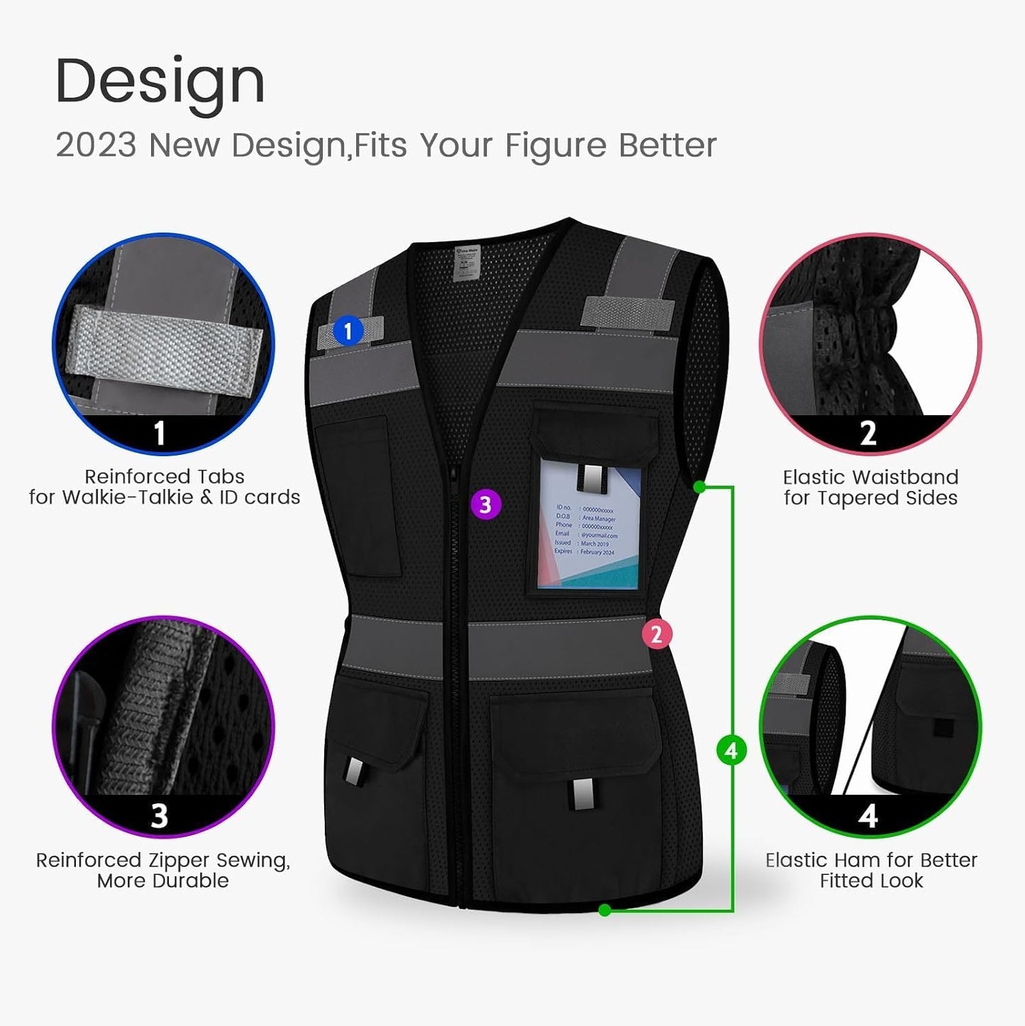Reflective Vest for Women, Mesh Womens Safety Vest with 11 Pockets and Zipper, Hi Vis Neon Construction Work Vest for Lady Surveyors/Workers, Snugly-Fitted, ANSI Compliant (U-Yellow, S)