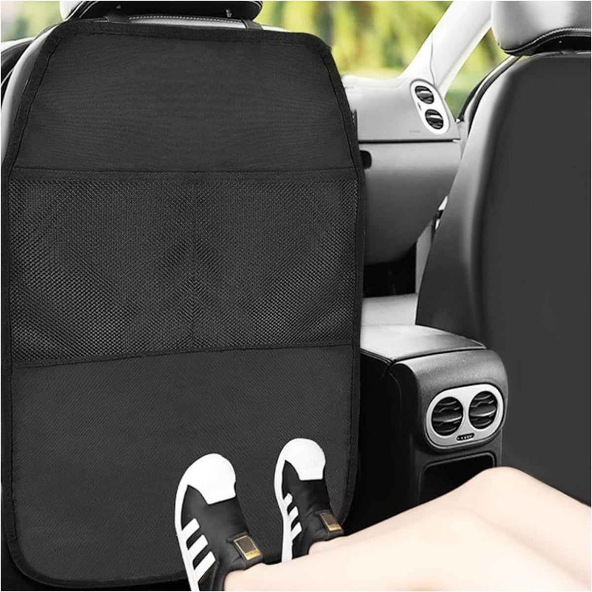 2 PCS Kick Mat Back Seat Protector, Waterproof Car Backseat Protective Kick Mat with 2 Mesh Pockets, Large Vehicle Seat Back Kick Mat Organizer for Kids, Car Accessories