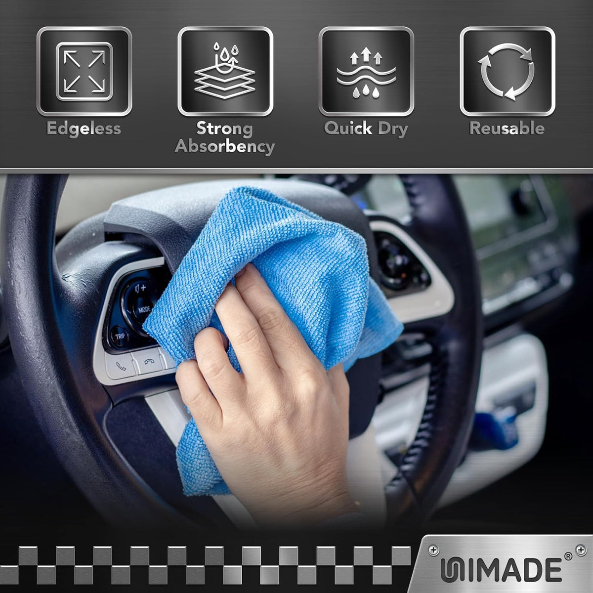 UNIMADE Microfiber Cleaning Cloth, 100 Pack Microfiber Towels for Cars Commercial Grade Work Rags Bulk Detailing Cloth for Automotive Bar Mechanic Restaurant Garage Housekeeping, 11.5"x 11.5", Grey