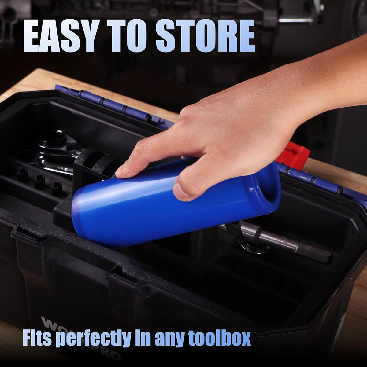 WORKPRO Flexible Oil Funnel for Automotive Use, Foldable Oil Drain Tool for Quick and Clean Oil Changes, Featuring a Thicker Silica Gel for Durability and Maintains Shape-Blue