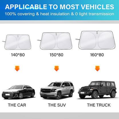 Iridescent Sun Shade for Car Windshield, Foldable Universal Car Windshield Upgrade Sunshade Enhanced UV Rays Reflective Sun Visor Shade Keeps Vehicle Cool