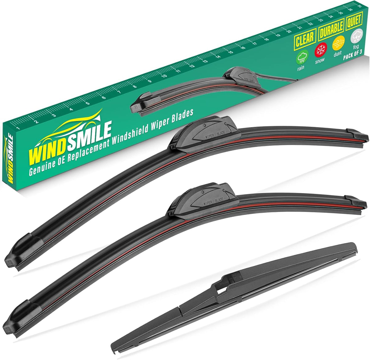 26" 16" 12" Windshield Wiper Blades Replacement for Toyota RAV4 2019 2020 2021 2022 2023 2024 2025 RAV 4 / Mazda 5 2006-2015 Premium All Weather Front Rear Wipers Set - OEM Quality (Pack of 3) - Colors C