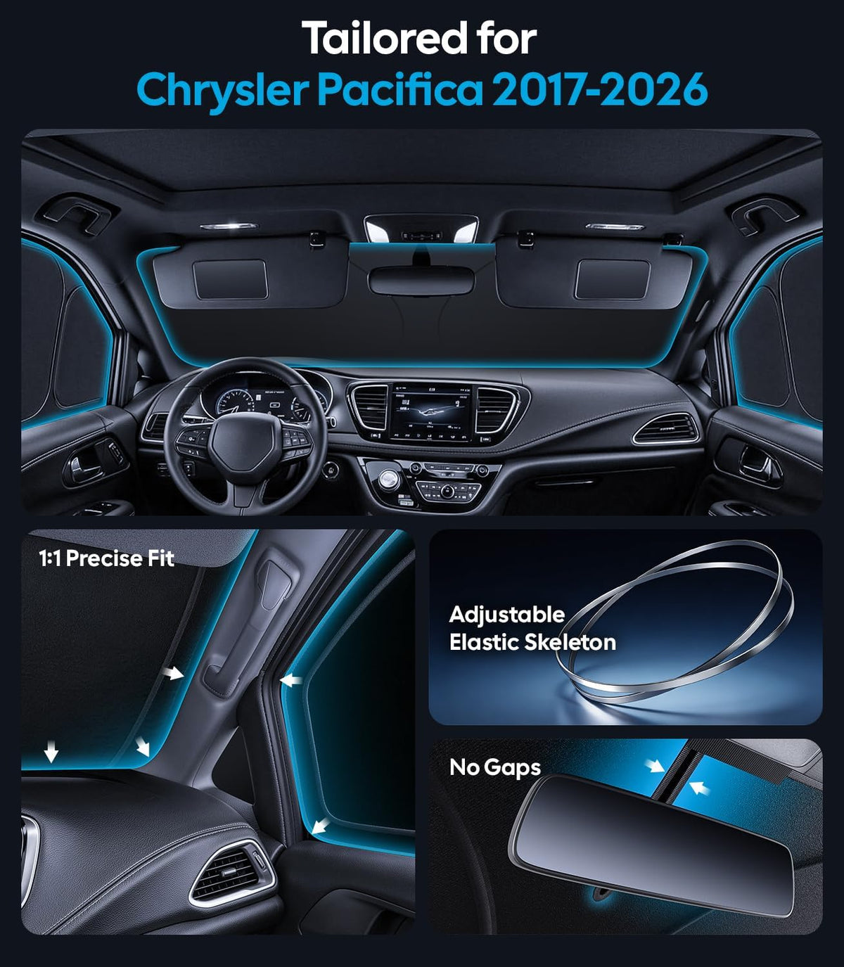 Wigoo 2026 Upgrade 8PCS Full Set Window Sunshade for Toyota 4Runner 2010-2024 [7-Layer Cooler & Blacker, Ice-Crystal Tech] with Windshield for Sun Block, Baby, Camping, Privacy Napping, Relax