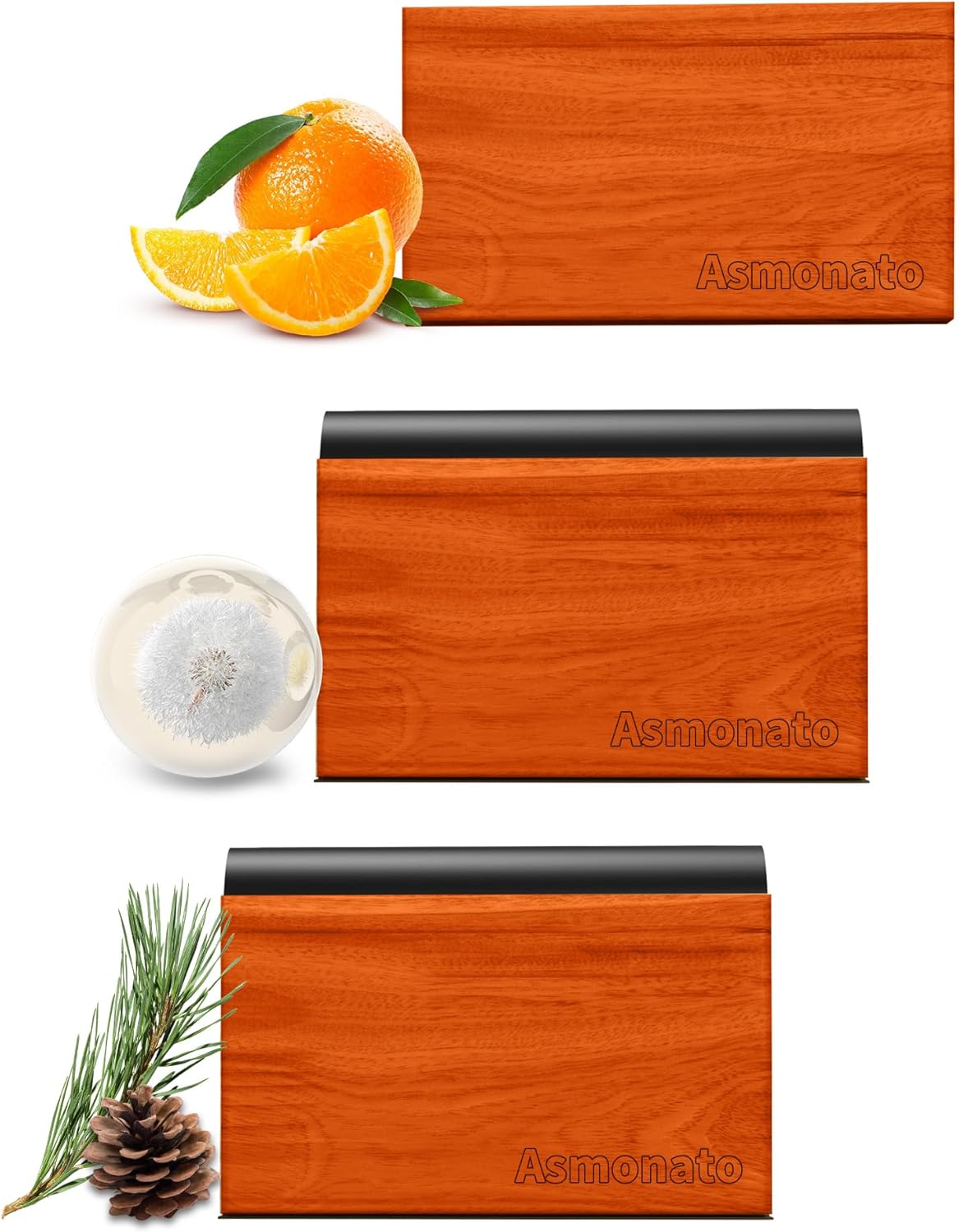 Car Air Freshener Wood Air Freshener for Visor Clip Long Lasting Car Odor Eliminator Scent Diffuser for Cabin 2 Metal Clips Variety 3 Pack(Grove-Open Air-Pine)