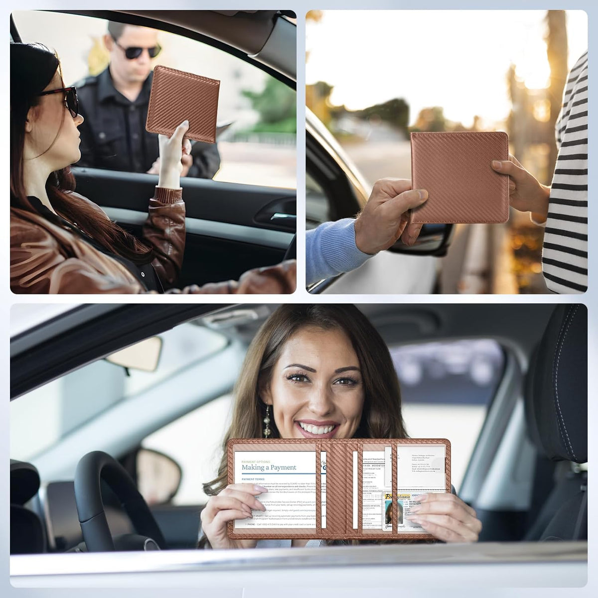 Car Registration and Insurance Card Holder，Vehicle Glove Box Car Organizer，Accessories Case for Storing Driving Licences, Cards, Documents