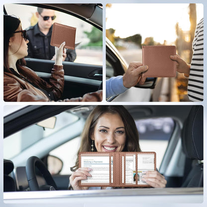Car Registration and Insurance Card Holder，Vehicle Glove Box Car Organizer，Accessories Case for Storing Driving Licences, Cards, Documents